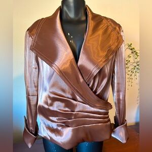 Women’s Cachet wrap around Formal Shimmery brown Top 16 plus size Holiday